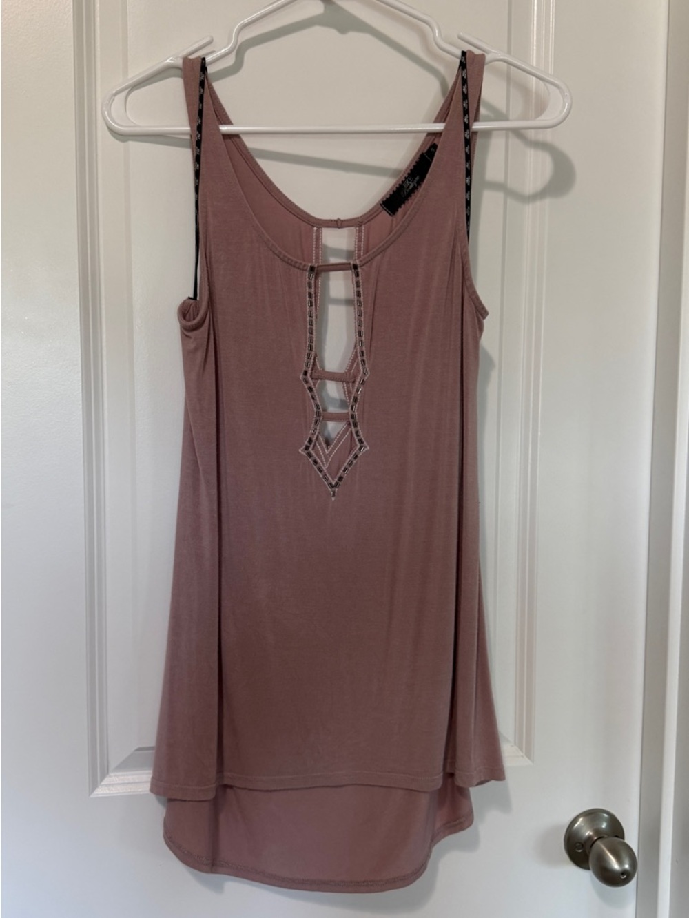 BKE Mauve Sleeveless Tank with Front Cutout Detail